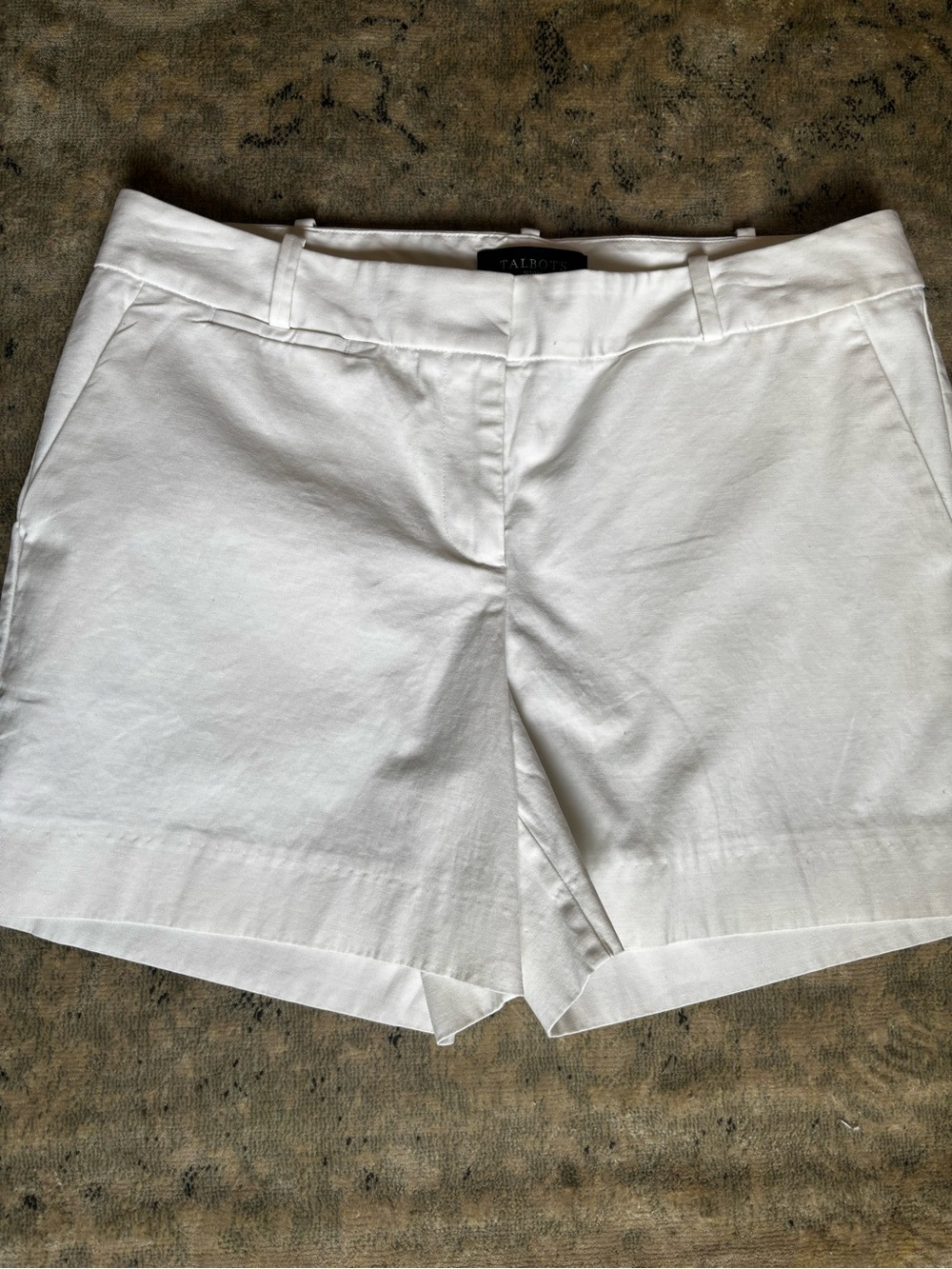 Talbots White Tailored Cotton-Blend Bermuda Shorts